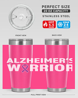 Alzheimer's Awareness Tumbler, 20oz stainless steel with a vibrant design, perfect for hot and cold beverages.
