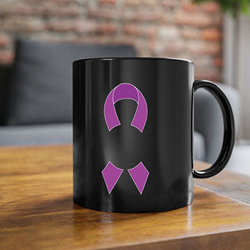 Alzheimer's awareness mug featuring a glossy finish, colored handle, and interior, available in five colors.