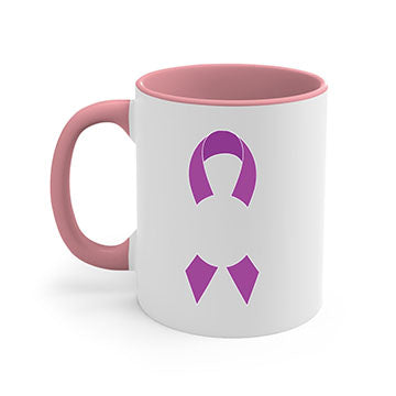 Alzheimer's awareness mug featuring a glossy finish, colored handle, and interior, available in five colors.
