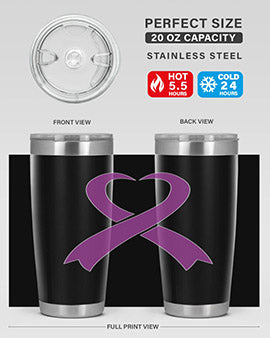 Alzheimer's Awareness Tumbler, 20oz double wall vacuum stainless steel with a stylish design, perfect for hot and cold beverages.