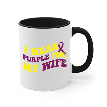 Alzheimer's Awareness Style 43# Mug with colorful handle and glossy finish, available in multiple colors and sizes.