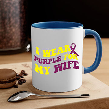 Alzheimer's Awareness Style 43# Mug with colorful handle and glossy finish, available in multiple colors and sizes.