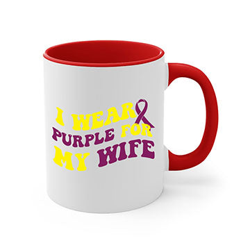 Alzheimer's Awareness Style 43# Mug with colorful handle and glossy finish, available in multiple colors and sizes.