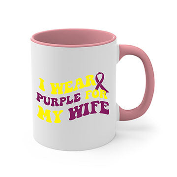 Alzheimer's Awareness Style 43# Mug with colorful handle and glossy finish, available in multiple colors and sizes.