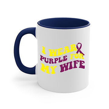 Alzheimer's Awareness Style 43# Mug with colorful handle and glossy finish, available in multiple colors and sizes.