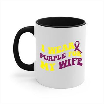 Alzheimer's Awareness Style 43# Mug with colorful handle and glossy finish, available in multiple colors and sizes.
