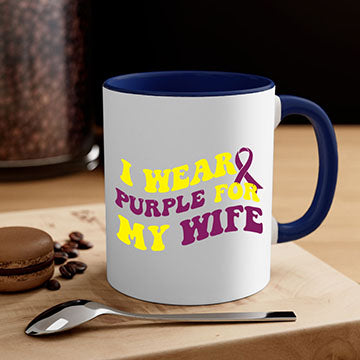 Alzheimer's Awareness Style 43# Mug with colorful handle and glossy finish, available in multiple colors and sizes.