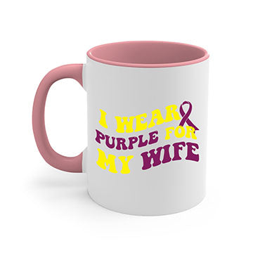 Alzheimer's Awareness Style 43# Mug with colorful handle and glossy finish, available in multiple colors and sizes.