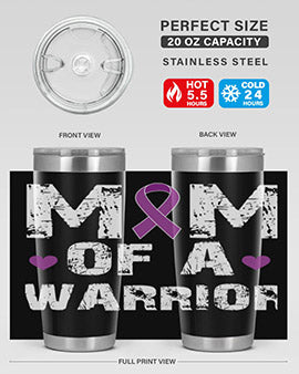 Alzheimer's Awareness Style 47# Tumbler in stainless steel with a vibrant print, showcasing its double wall vacuum design.