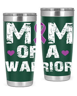 Alzheimer's Awareness Style 47# Tumbler in stainless steel with a vibrant print, showcasing its double wall vacuum design.