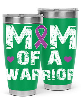 Alzheimer's Awareness Style 47# Tumbler in stainless steel with a vibrant print, showcasing its double wall vacuum design.