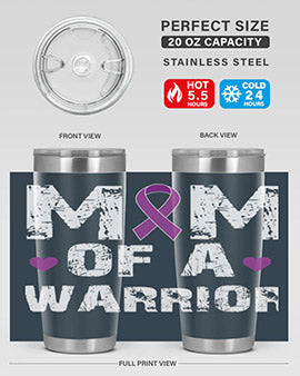 Alzheimer's Awareness Style 47# Tumbler in stainless steel with a vibrant print, showcasing its double wall vacuum design.