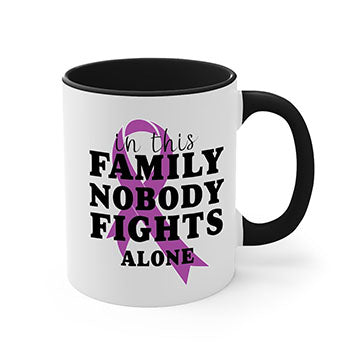 Alzheimer's awareness mug featuring a two-tone design with a colored handle and glossy finish, available in multiple colors.
