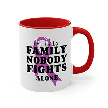 Alzheimer's awareness mug featuring a two-tone design with a colored handle and glossy finish, available in multiple colors.