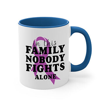Alzheimer's awareness mug featuring a two-tone design with a colored handle and glossy finish, available in multiple colors.