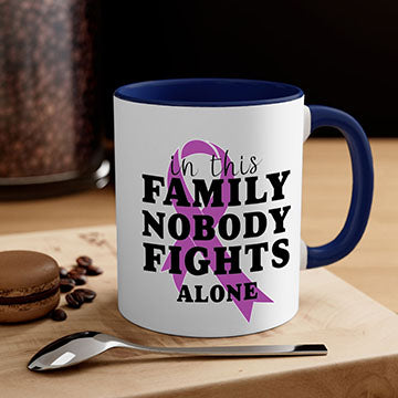 Alzheimer's awareness mug featuring a two-tone design with a colored handle and glossy finish, available in multiple colors.