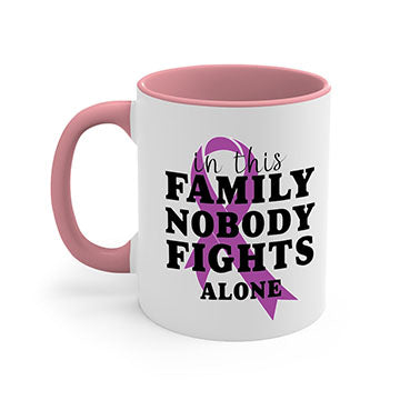 Alzheimer's awareness mug featuring a two-tone design with a colored handle and glossy finish, available in multiple colors.