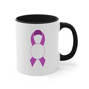Alzheimer's awareness style mug with colorful handle and interior, showcasing a glossy finish and ergonomic design.