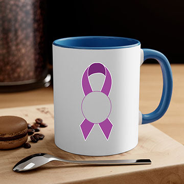Alzheimer's awareness style mug with colorful handle and interior, showcasing a glossy finish and ergonomic design.
