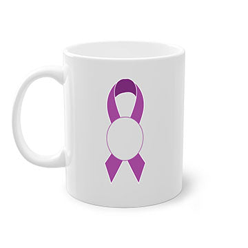 Alzheimer's awareness style mug with colorful handle and interior, showcasing a glossy finish and ergonomic design.