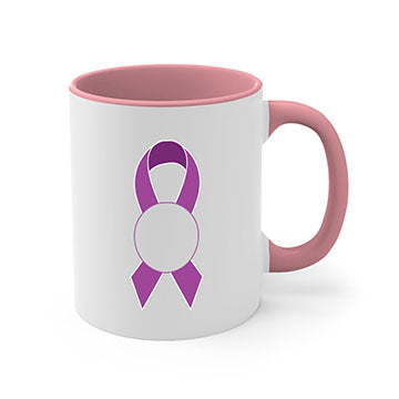 Alzheimer's awareness style mug with colorful handle and interior, showcasing a glossy finish and ergonomic design.
