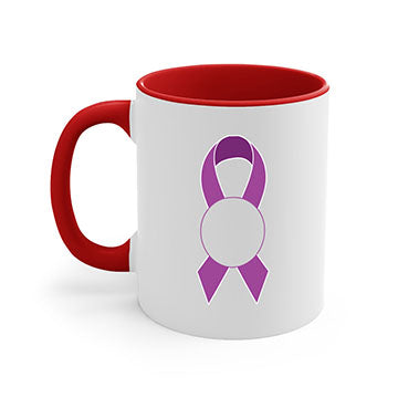 Alzheimer's awareness style mug with colorful handle and interior, showcasing a glossy finish and ergonomic design.