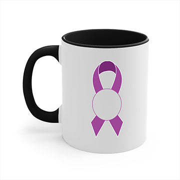 Alzheimer's awareness style mug with colorful handle and interior, showcasing a glossy finish and ergonomic design.
