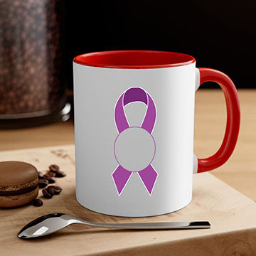 Alzheimer's awareness style mug with colorful handle and interior, showcasing a glossy finish and ergonomic design.