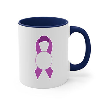 Alzheimer's awareness style mug with colorful handle and interior, showcasing a glossy finish and ergonomic design.