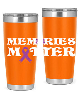 Alzheimer's Awareness Style 52# 20oz Tumbler featuring a double wall vacuum design, copper lining, and a vibrant awareness print.