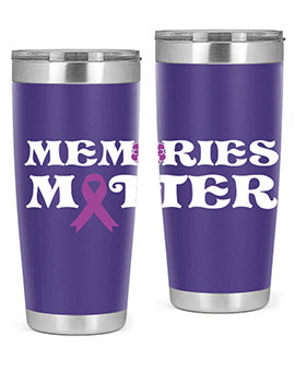 Alzheimer's Awareness Style 52# 20oz Tumbler featuring a double wall vacuum design, copper lining, and a vibrant awareness print.
