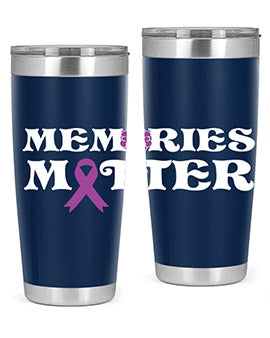 Alzheimer's Awareness Style 52# 20oz Tumbler featuring a double wall vacuum design, copper lining, and a vibrant awareness print.