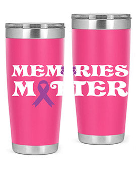 Alzheimer's Awareness Style 52# 20oz Tumbler featuring a double wall vacuum design, copper lining, and a vibrant awareness print.