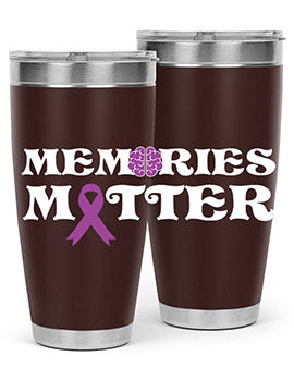 Alzheimer's Awareness Style 52# 20oz Tumbler featuring a double wall vacuum design, copper lining, and a vibrant awareness print.