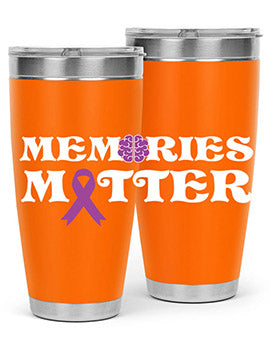 Alzheimer's Awareness Style 52# 20oz Tumbler featuring a double wall vacuum design, copper lining, and a vibrant awareness print.