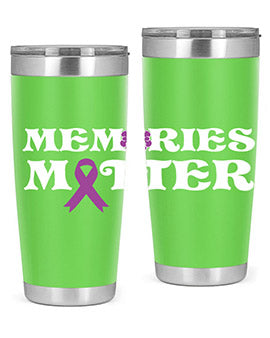 Alzheimer's Awareness Style 52# 20oz Tumbler featuring a double wall vacuum design, copper lining, and a vibrant awareness print.