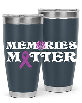Alzheimer's Awareness Style 52# 20oz Tumbler featuring a double wall vacuum design, copper lining, and a vibrant awareness print.