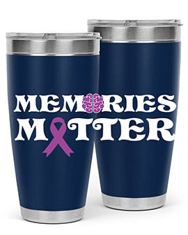Alzheimer's Awareness Style 52# 20oz Tumbler featuring a double wall vacuum design, copper lining, and a vibrant awareness print.