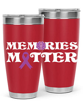 Alzheimer's Awareness Style 52# 20oz Tumbler featuring a double wall vacuum design, copper lining, and a vibrant awareness print.