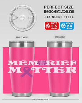 Alzheimer's Awareness Style 52# 20oz Tumbler featuring a double wall vacuum design, copper lining, and a vibrant awareness print.