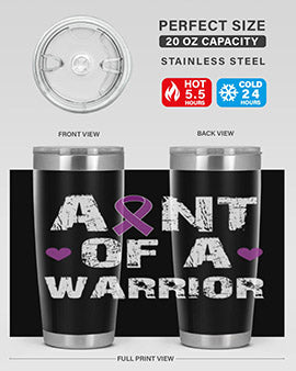 Alzheimer's Awareness Tumbler in 20oz and 30oz sizes, featuring a double wall vacuum stainless steel design with a drink-thru lid.