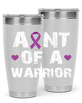 Alzheimer's Awareness Tumbler in 20oz and 30oz sizes, featuring a double wall vacuum stainless steel design with a drink-thru lid.