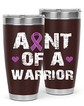 Alzheimer's Awareness Tumbler in 20oz and 30oz sizes, featuring a double wall vacuum stainless steel design with a drink-thru lid.