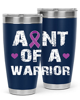 Alzheimer's Awareness Tumbler in 20oz and 30oz sizes, featuring a double wall vacuum stainless steel design with a drink-thru lid.