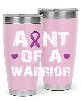 Alzheimer's Awareness Tumbler in 20oz and 30oz sizes, featuring a double wall vacuum stainless steel design with a drink-thru lid.