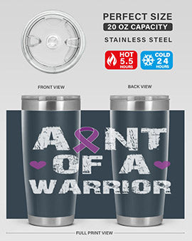 Alzheimer's Awareness Tumbler in 20oz and 30oz sizes, featuring a double wall vacuum stainless steel design with a drink-thru lid.