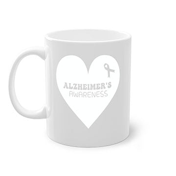 Alzheimer's awareness mug featuring a two-tone design with a colored handle and interior, available in multiple colors and sizes.