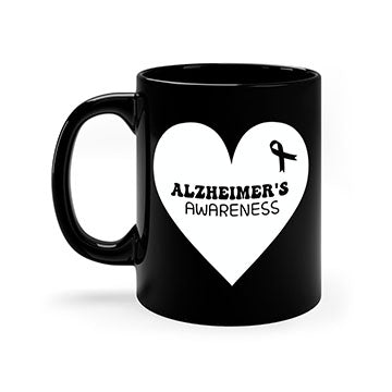 Alzheimer's awareness mug featuring a two-tone design with a colored handle and interior, available in multiple colors and sizes.