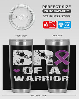 Alzheimer's Awareness Tumbler in 20oz and 30oz sizes, showcasing double wall vacuum stainless steel design with a drink-thru lid.