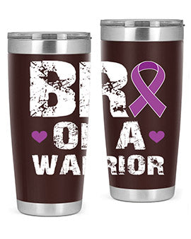 Alzheimer's Awareness Tumbler in 20oz and 30oz sizes, showcasing double wall vacuum stainless steel design with a drink-thru lid.